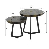 Salontafel set 2/ rond black and gold