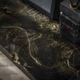 Haltafel (KD) black and gold / Massief gerecycled teakhout black gold