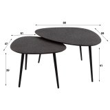 Salontafel set/2 driehoekig metallic / Grijs
