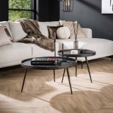 Salontafel set/2 rond metallic / Grijs