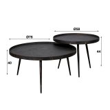 Salontafel set/2 rond metallic / Grijs