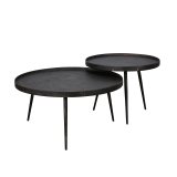 Salontafel set/2 rond metallic / Grijs