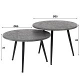 Salontafel Ø55 set/2 metallic ronde buis / Grijs