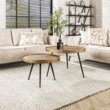 Salontafel set/2 opstaande rand rond metallic / Brons antiek