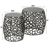 Bijzettafel set/2 maze zandgegoten / Zwart nikkel
