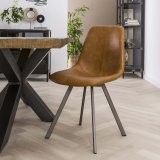 Stoel zig-zag plat frame. VPE4 / Saddle PU cowhide bruin