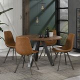 Stoel zig-zag plat frame. VPE4 / Saddle PU cowhide bruin