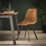 Stoel zig-zag plat frame. VPE4 / Saddle PU cowhide bruin