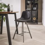 Barstoel zig-zag plat frame VPE 4 / Saddle PU zwart