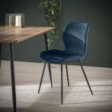 Stoel ronde buis. VPE4 / Blauw velours