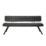 Eetkamerbank 180 cm voorzien van kruisstiksel en een open rug. / Wax PU zwart