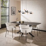 Armstoel boucle ronde rug. VPE2 / Boucle wit