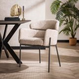 Armstoel boucle ronde rug. VPE2 / Boucle zandkleur