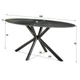 Eetkamertafel 180 oval ceramic / Ceramic natural black