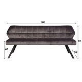 Eetkamerbank raster / Antraciet velours