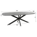 Eetkamertafel 215 deens ovaal / 3D Melamine slate stone