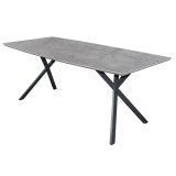 Eetkamertafel 160 ovaal blad zwart gepoedercoat frame / 3D betonlook grijs