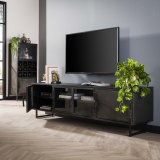 TV-meubel 180cm Rift metal / Gun metal
