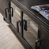 TV-meubel 180cm Rift metal / Gun metal