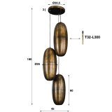 Hanglamp 3L cosmic getrapt / Brons antiek