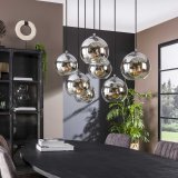 Hanglamp 4+3L bubble shaded / Oud zilver