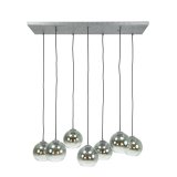 Hanglamp 4+3L bubble shaded / Oud zilver