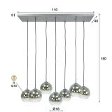 Hanglamp 4+3L bubble shaded / Oud zilver