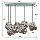 Hanglamp 4+3 rock / Chromed glas