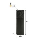 Vloerlamp Ø20 cilinder 60cm / Zwart nikkel