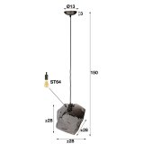 Hanglamp 1L rock chromed / Chromed glas