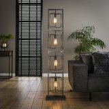 Vloerlamp 4x cubic tower / Oud zilver
