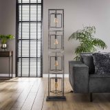 Vloerlamp 4x cubic tower / Oud zilver