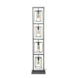 Vloerlamp 4x cubic tower / Oud zilver