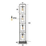 Vloerlamp 4x cubic tower / Oud zilver