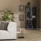 Vloerlamp 2L metal blinds / Zwart nikkel
