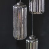 Hanglamp 5L getrapt cilinder rib smoke / Artic zwart