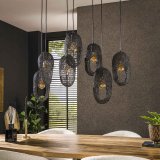 Hanglamp 4+3 open oog wire / Artic zwart