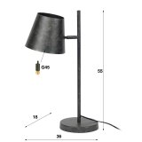Tafellamp 1L verstelbare metalen kap / Charcoal