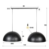 Hanglamp 2x Ø60 Dome / Charcoal