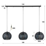 Hanglamp 3x Ø26 armor half rond / Zwart bruin