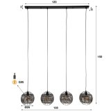 Hanglamp 4L Ø25 armor open / Zwart bruin