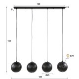 Hanglamp 4x Ø25 zip / Artic zwart