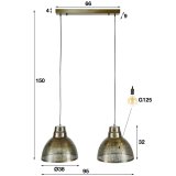 Hanglamp 2xØ38 screen / Brons antiek