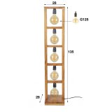 Vloerlamp 5L modulo houten frame / Massief acacia naturel