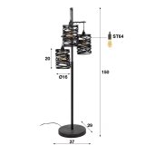Vloerlamp 3L spindle / Slate grey