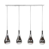 Hanglamp 4L silver drop glass / Chromed glas