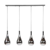 Hanglamp 4L silver drop glass / Chromed glas