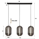 Hanglamp 3L tub chromed glass