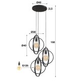 Hanglamp 3L Turn around getrapt / Charcoal