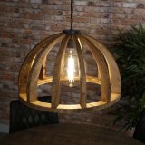 Hanglamp Ø60 gebogen houten spijlen / Massief mango naturel / Massief mango naturel